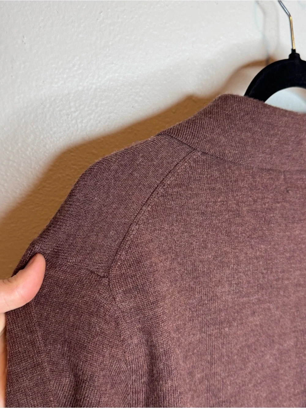 Christian Lacroix Extra Fine Merino Wool Collared Long Sleeve Sweater Burgundy L